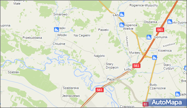 mapa Nagórki gmina Piątnica, Nagórki gmina Piątnica na mapie Targeo