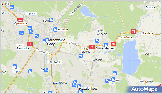mapa Nakło Śląskie, Nakło Śląskie na mapie Targeo