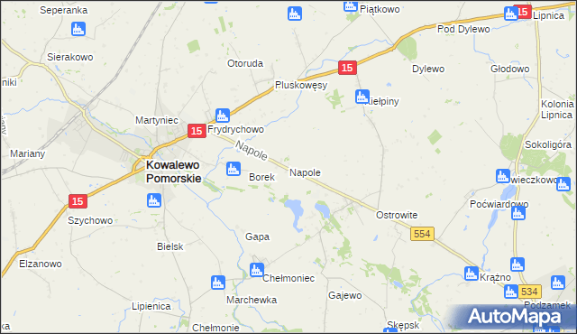 mapa Napole gmina Kowalewo Pomorskie, Napole gmina Kowalewo Pomorskie na mapie Targeo