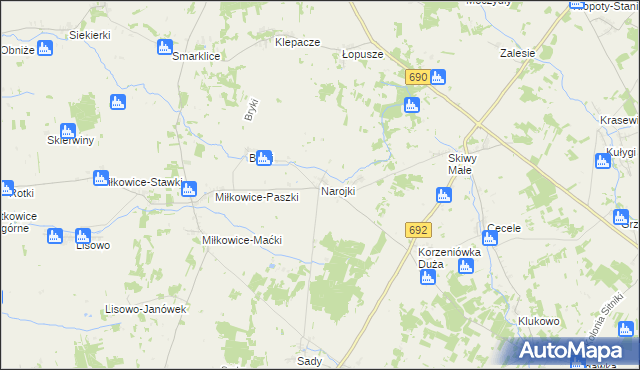 mapa Narojki, Narojki na mapie Targeo