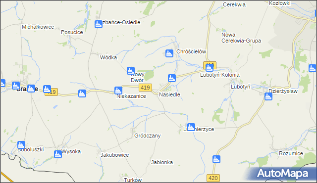 mapa Nasiedle, Nasiedle na mapie Targeo