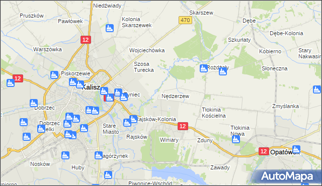 mapa Nędzerzew gmina Opatówek, Nędzerzew gmina Opatówek na mapie Targeo