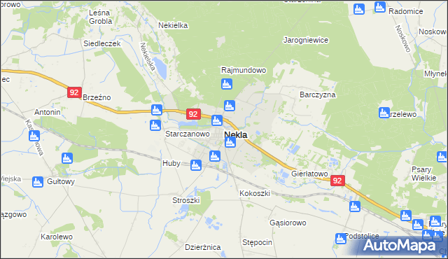 mapa Nekla powiat wrzesiński, Nekla powiat wrzesiński na mapie Targeo