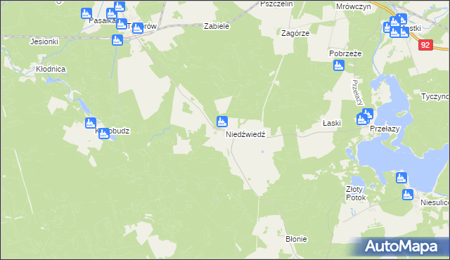 mapa Niedźwiedź gmina Łagów, Niedźwiedź gmina Łagów na mapie Targeo