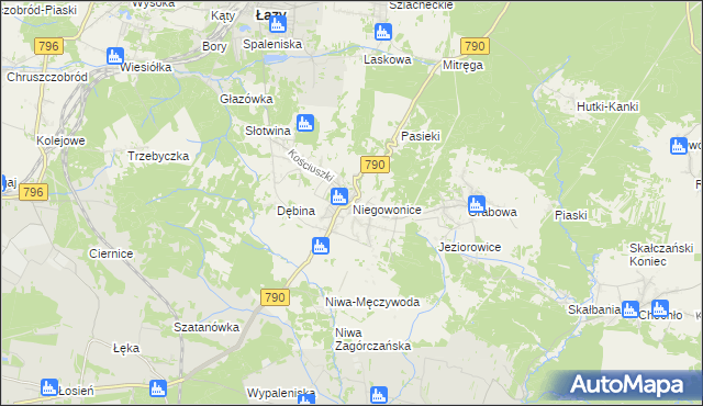 mapa Niegowonice, Niegowonice na mapie Targeo
