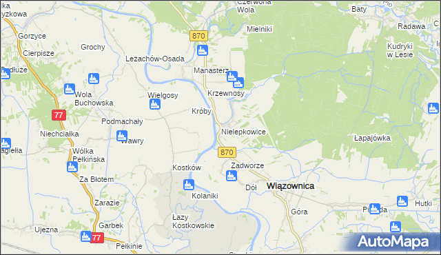 mapa Nielepkowice, Nielepkowice na mapie Targeo