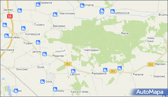 mapa Niemojewo gmina Dąbrowa Biskupia, Niemojewo gmina Dąbrowa Biskupia na mapie Targeo