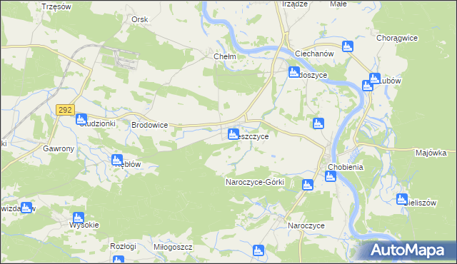 mapa Nieszczyce, Nieszczyce na mapie Targeo