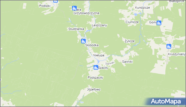 mapa Nietupa, Nietupa na mapie Targeo