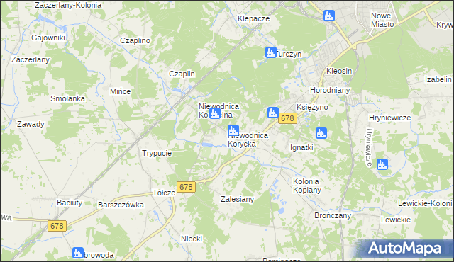 mapa Niewodnica Korycka, Niewodnica Korycka na mapie Targeo