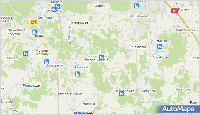mapa Niewodnica Nargilewska-Kolonia, Niewodnica Nargilewska-Kolonia na mapie Targeo