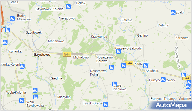 mapa Nosarzewo Borowe, Nosarzewo Borowe na mapie Targeo