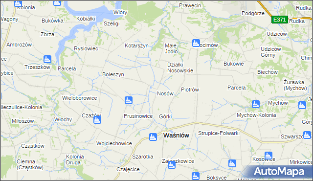 mapa Nosów gmina Waśniów, Nosów gmina Waśniów na mapie Targeo