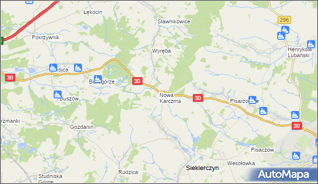 mapa Nowa Karczma gmina Siekierczyn, Nowa Karczma gmina Siekierczyn na mapie Targeo