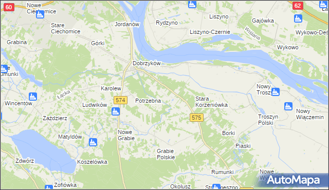 mapa Nowa Korzeniówka, Nowa Korzeniówka na mapie Targeo