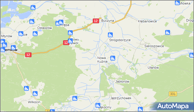 mapa Nowa Kuźnia gmina Radwanice, Nowa Kuźnia gmina Radwanice na mapie Targeo