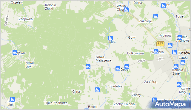 mapa Nowa Maliszewa, Nowa Maliszewa na mapie Targeo