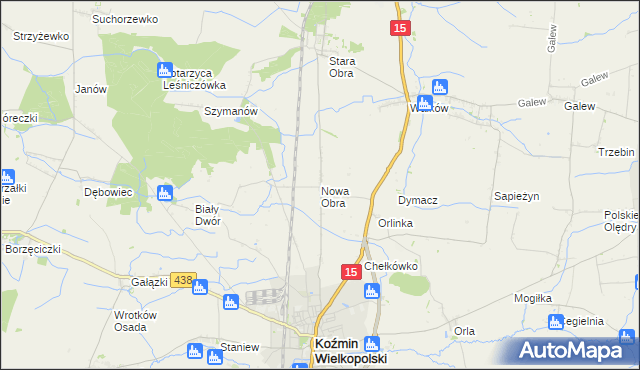 mapa Nowa Obra gmina Koźmin Wielkopolski, Nowa Obra gmina Koźmin Wielkopolski na mapie Targeo