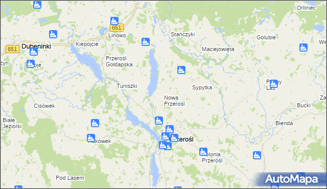 mapa Nowa Przerośl, Nowa Przerośl na mapie Targeo