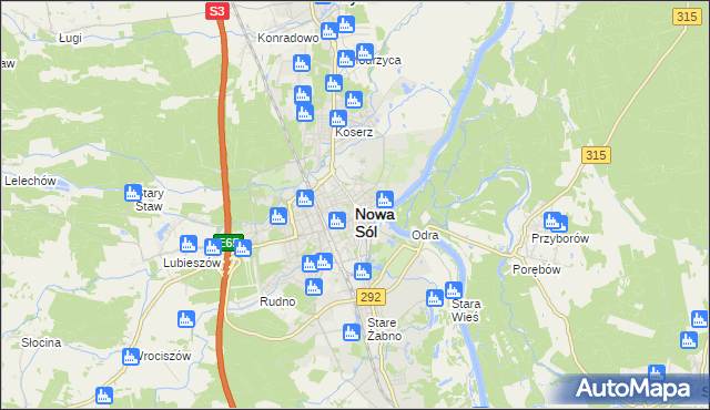 mapa Nowa Sól, Nowa Sól na mapie Targeo