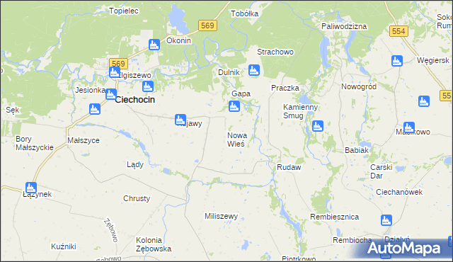 mapa Nowa Wieś gmina Ciechocin, Nowa Wieś gmina Ciechocin na mapie Targeo