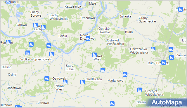 mapa Nowa Wieś gmina Długosiodło, Nowa Wieś gmina Długosiodło na mapie Targeo