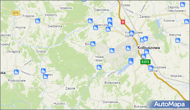 mapa Nowa Wieś gmina Kolbuszowa, Nowa Wieś gmina Kolbuszowa na mapie Targeo