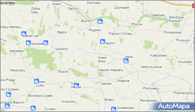 mapa Nowa Wieś gmina Staroźreby, Nowa Wieś gmina Staroźreby na mapie Targeo
