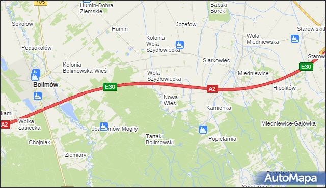 mapa Nowa Wieś gmina Wiskitki, Nowa Wieś gmina Wiskitki na mapie Targeo