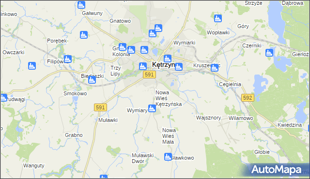 mapa Nowa Wieś Kętrzyńska, Nowa Wieś Kętrzyńska na mapie Targeo
