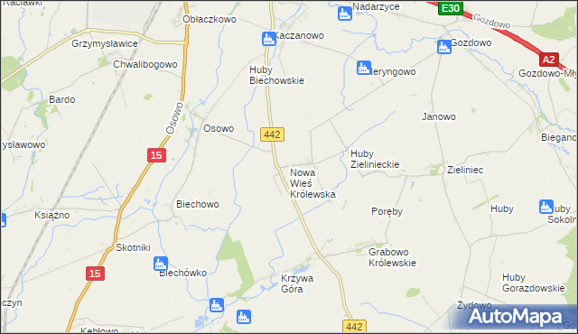 mapa Nowa Wieś Królewska gmina Września, Nowa Wieś Królewska gmina Września na mapie Targeo