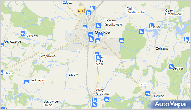 mapa Nowa Wieś Mała gmina Grodków, Nowa Wieś Mała gmina Grodków na mapie Targeo