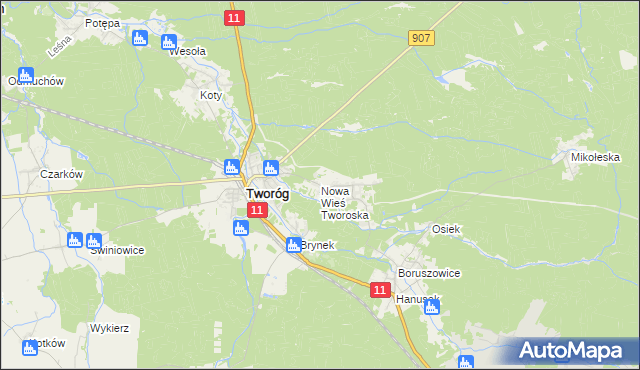 mapa Nowa Wieś Tworoska, Nowa Wieś Tworoska na mapie Targeo