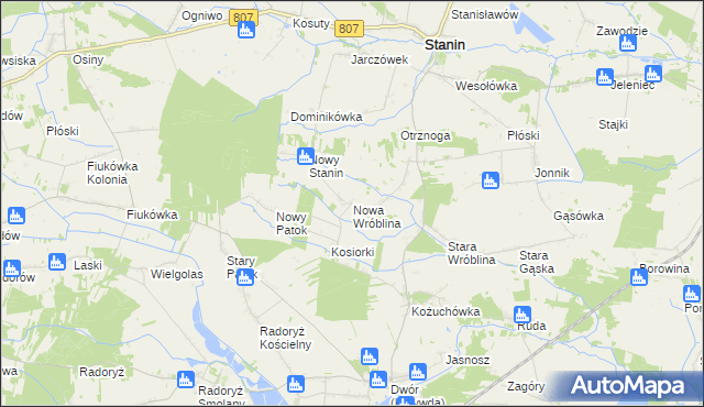 mapa Nowa Wróblina, Nowa Wróblina na mapie Targeo