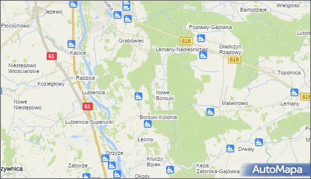 mapa Nowe Borsuki, Nowe Borsuki na mapie Targeo