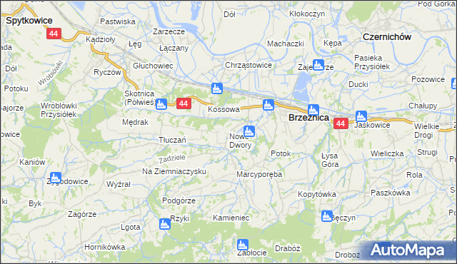 mapa Nowe Dwory gmina Brzeźnica, Nowe Dwory gmina Brzeźnica na mapie Targeo