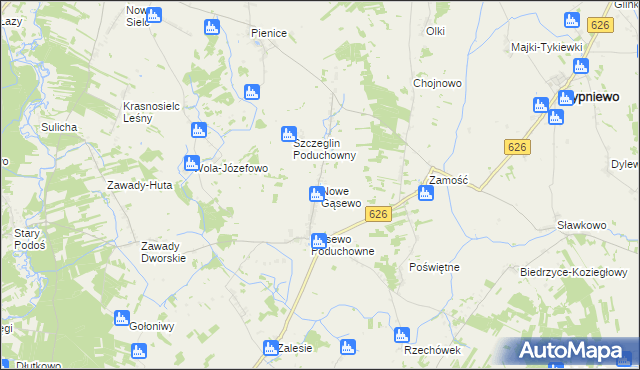 mapa Nowe Gąsewo, Nowe Gąsewo na mapie Targeo