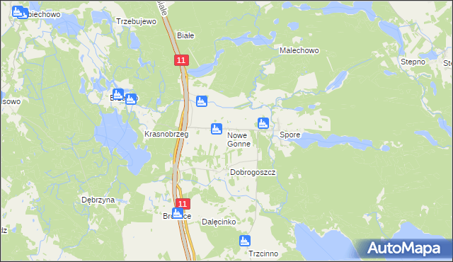 mapa Nowe Gonne, Nowe Gonne na mapie Targeo
