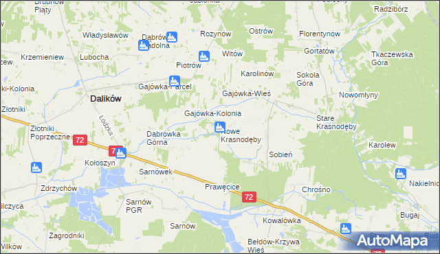 mapa Nowe Krasnodęby, Nowe Krasnodęby na mapie Targeo