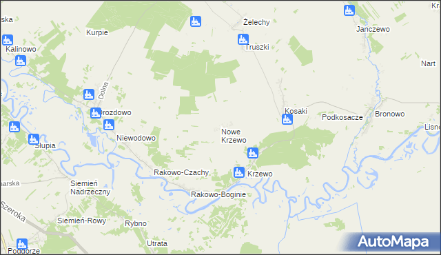 mapa Nowe Krzewo gmina Piątnica, Nowe Krzewo gmina Piątnica na mapie Targeo