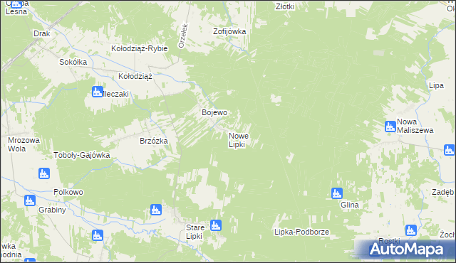 mapa Nowe Lipki gmina Stoczek, Nowe Lipki gmina Stoczek na mapie Targeo