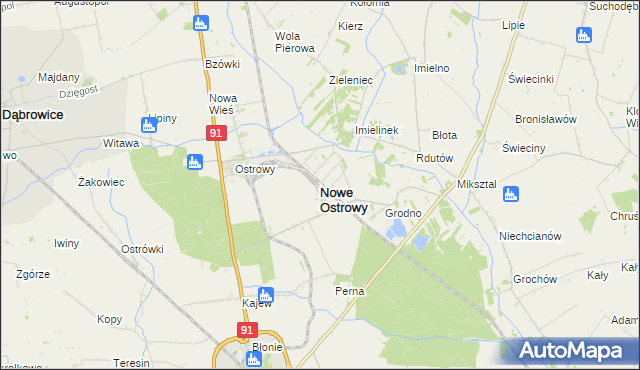 mapa Nowe Ostrowy, Nowe Ostrowy na mapie Targeo