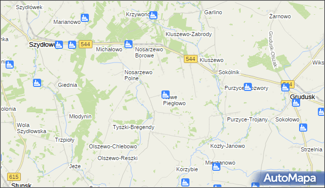 mapa Nowe Piegłowo, Nowe Piegłowo na mapie Targeo