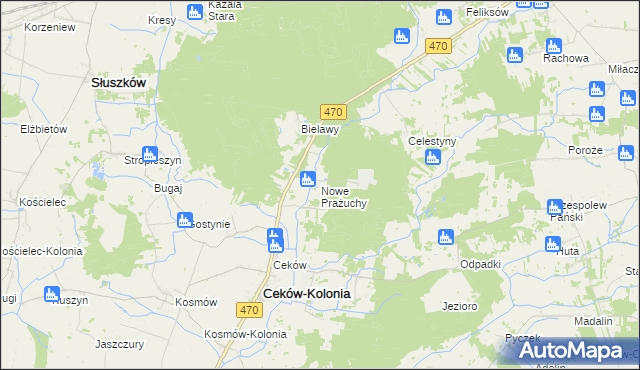 mapa Nowe Prażuchy, Nowe Prażuchy na mapie Targeo