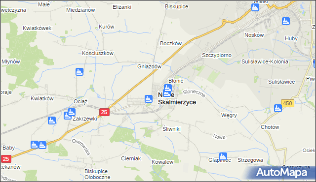 mapa Nowe Skalmierzyce, Nowe Skalmierzyce na mapie Targeo