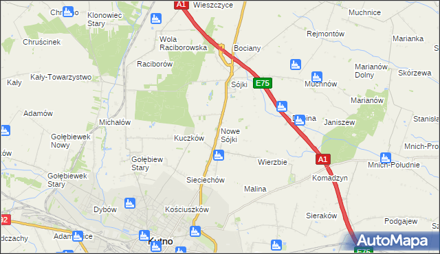 mapa Nowe Sójki, Nowe Sójki na mapie Targeo