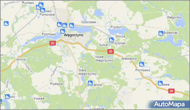 mapa Nowe Węgorzynko, Nowe Węgorzynko na mapie Targeo