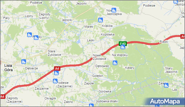 mapa Nowe Żukowice, Nowe Żukowice na mapie Targeo