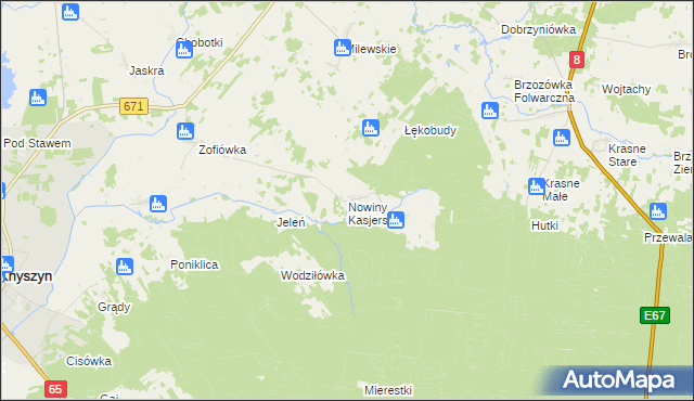 mapa Nowiny Kasjerskie, Nowiny Kasjerskie na mapie Targeo