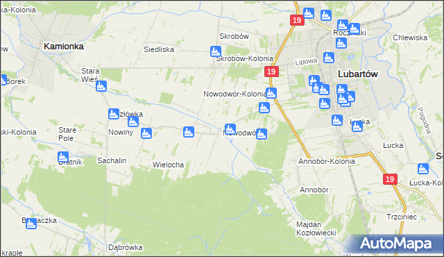 mapa Nowodwór gmina Lubartów, Nowodwór gmina Lubartów na mapie Targeo